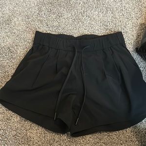 Lululemom tie shorts. Not sure the exact style
